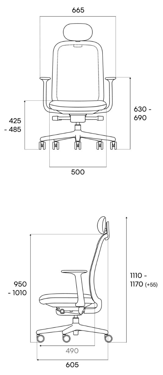 GHẾ CÔNG THÁI HỌC FURSYS SDT21 (T21) - KHUNG ĐEN